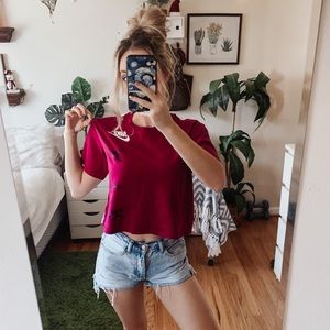 NIKE Air Color Blocked Cropped Short Sleeve Tee